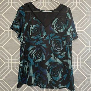 WORTHINGTON fLORAL SHEER BLOUSE